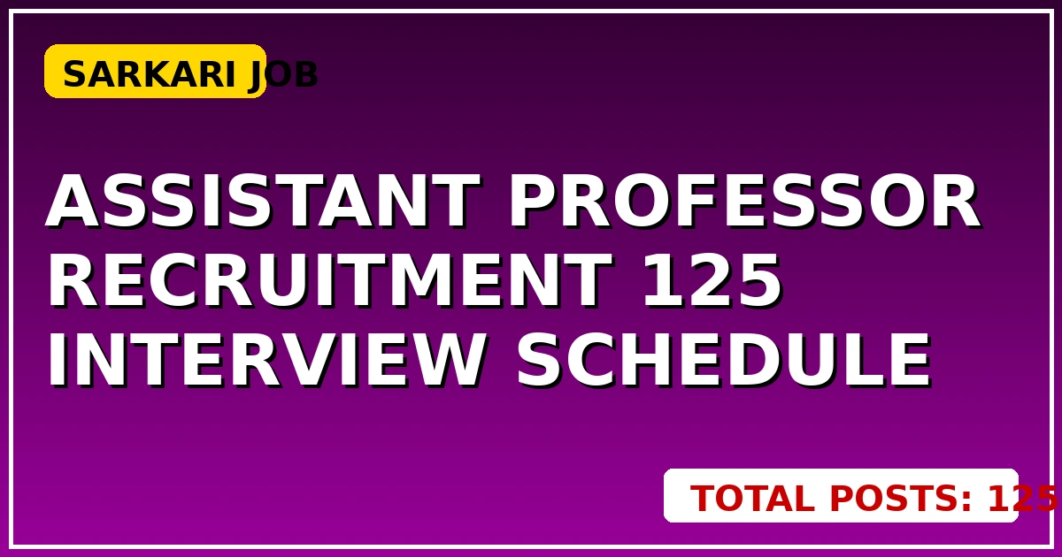 Assistant Professor Recruitment: 125 पदों पर Interview Schedule कब? यहाँ जानें लेटेस्ट अपडेट - CGSarkari