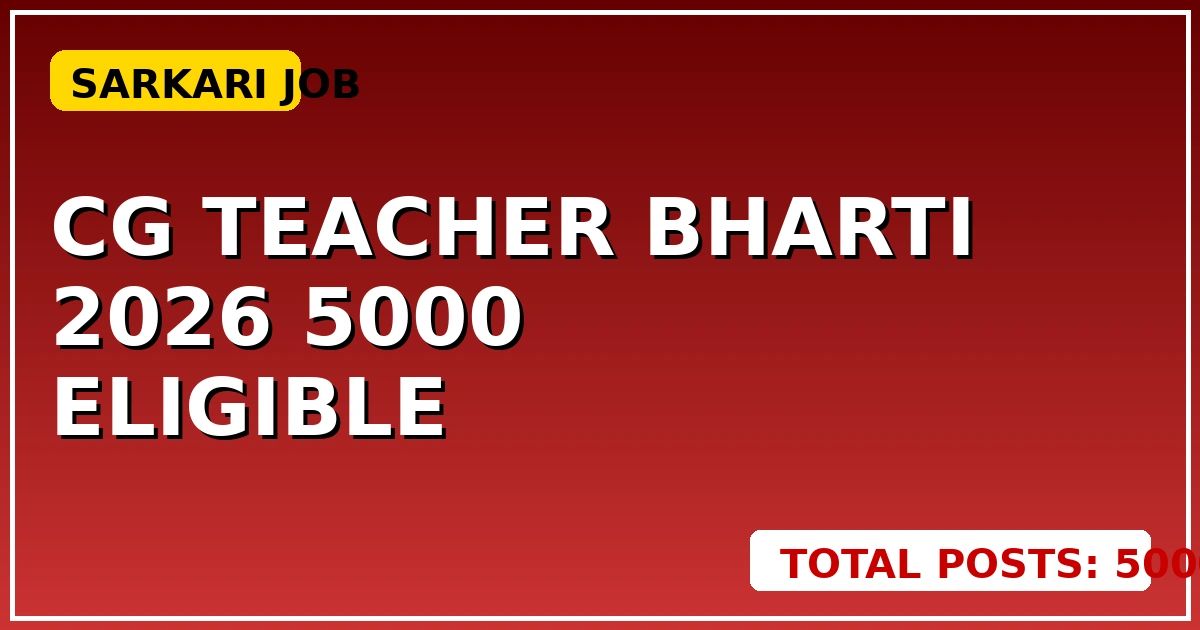 CG Teacher Bharti 2026: 5000+ पदों पर सीधी भर्ती, जानें कौन Eligible - CGSarkari